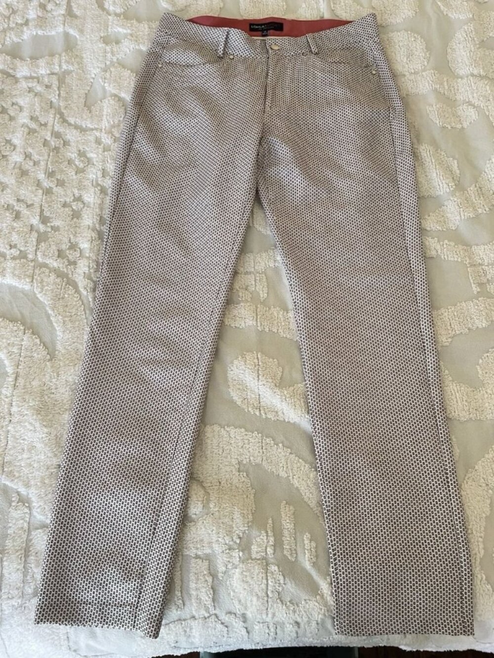 Lohla Sport Golf Pants Womens 10 Brown White Print Performance Made in Portugal